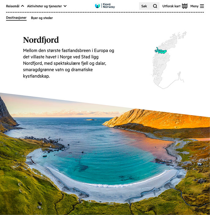 Skjermbilde fra nettsidene til fjord norway