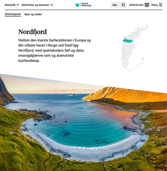 Skjermbilde fra nettsidene til fjord norway