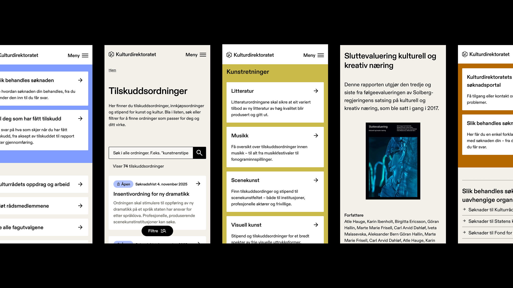 Nettsiden til kulturdirektoratet på mobil
