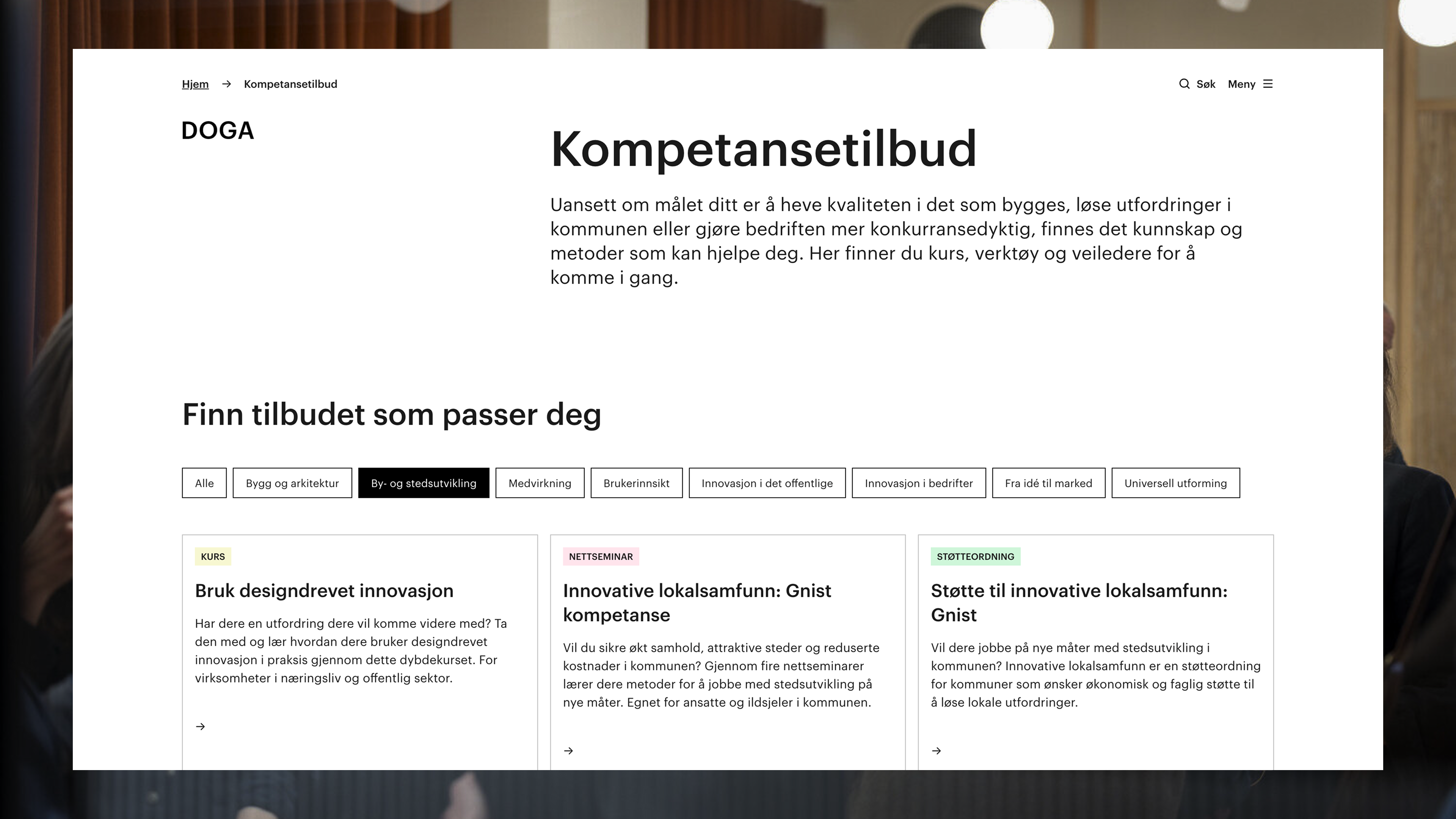 Skjermbilde av kompetansesiden