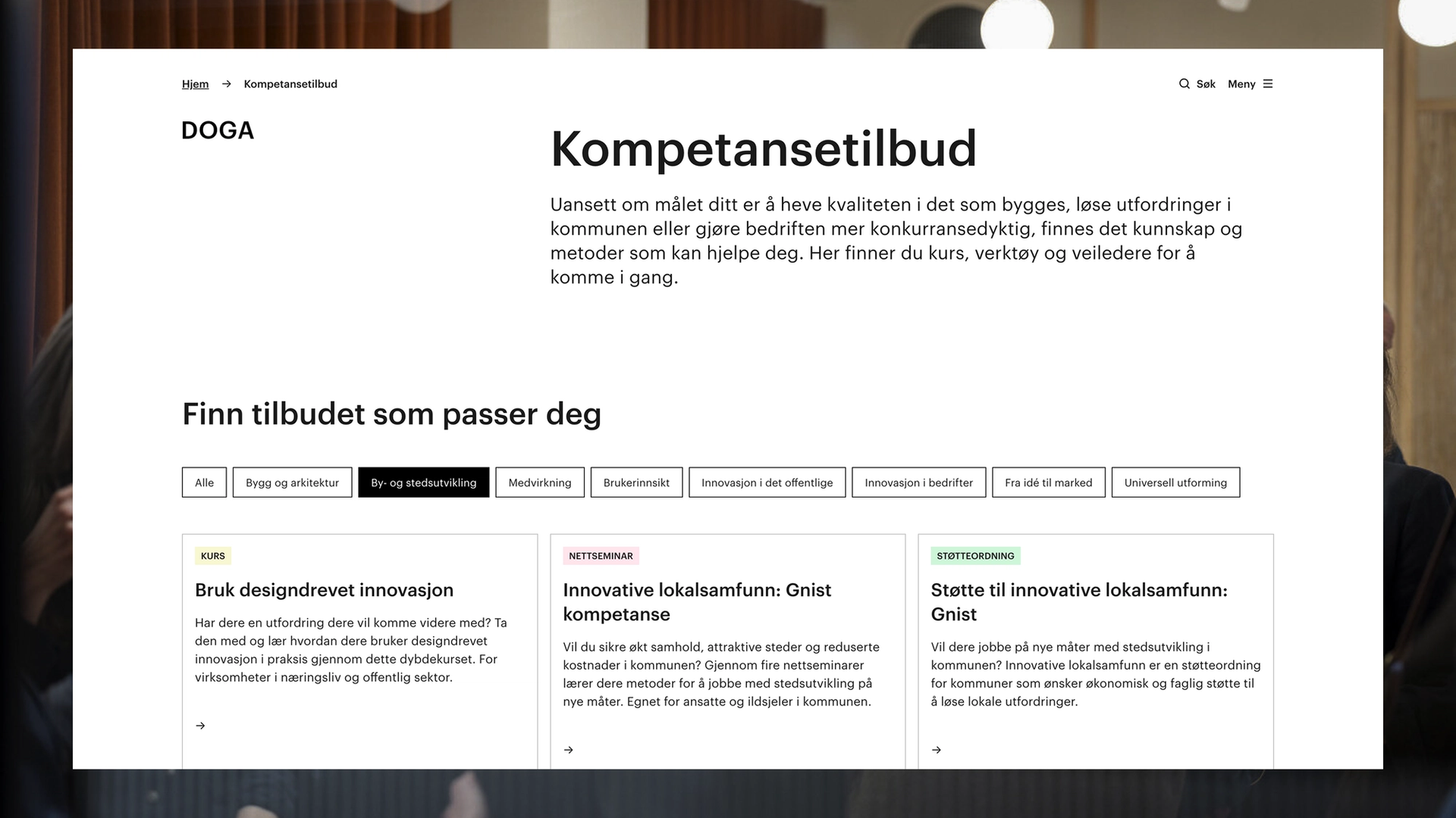 Skjermbilde av kompetansesiden