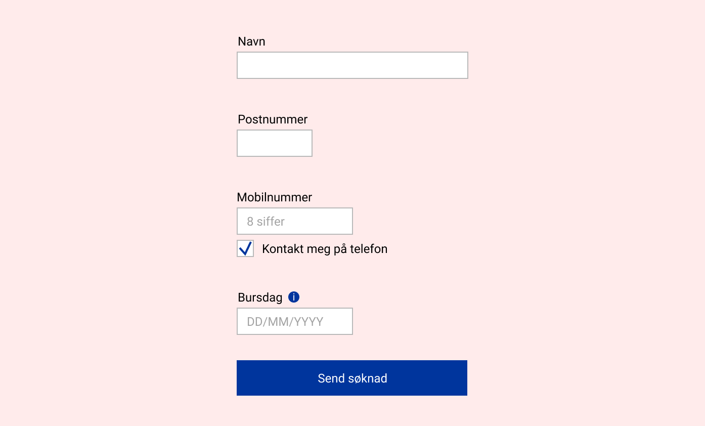 skjema med enda færre felter