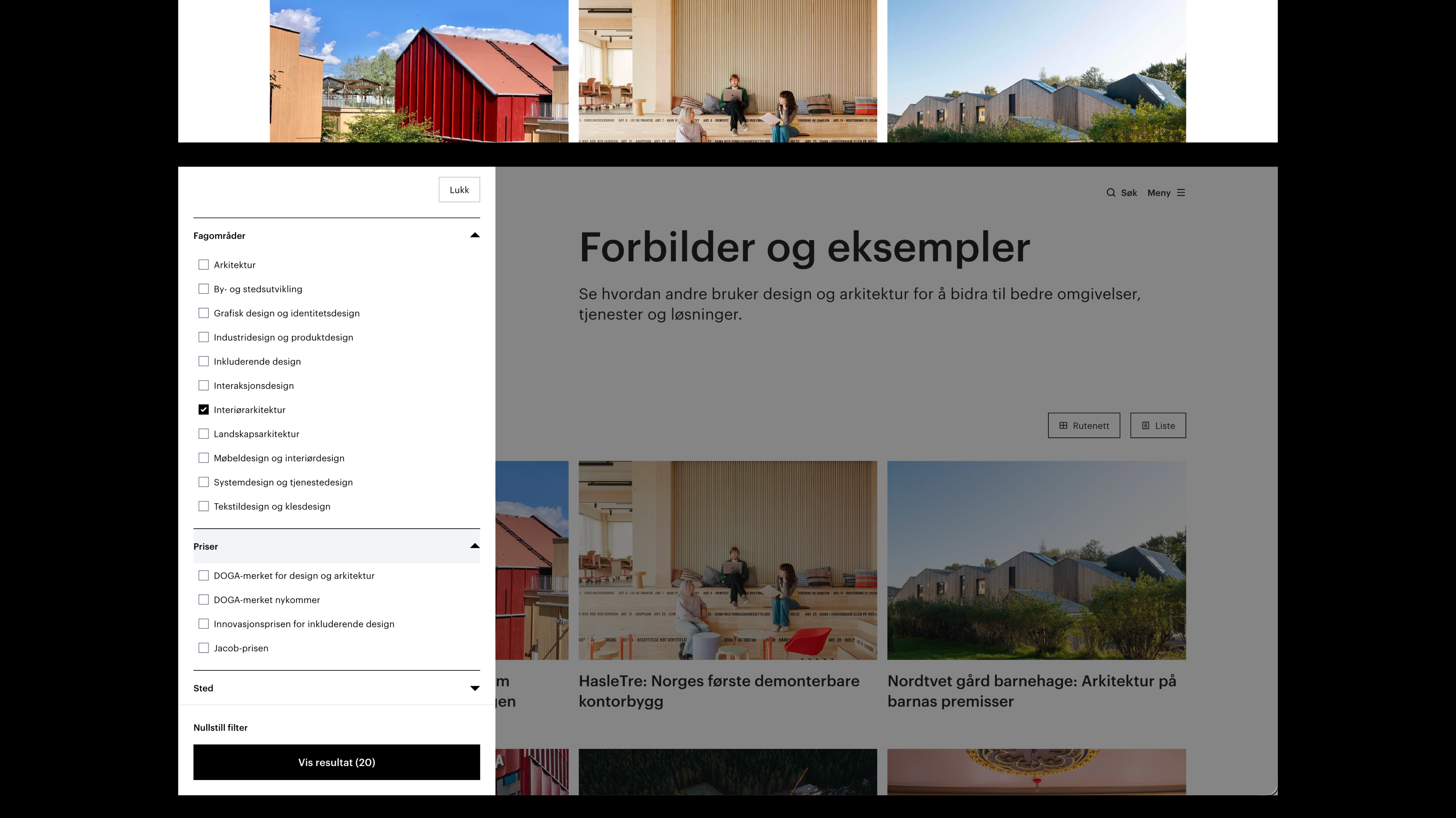 Skjermbilde av nettsiden