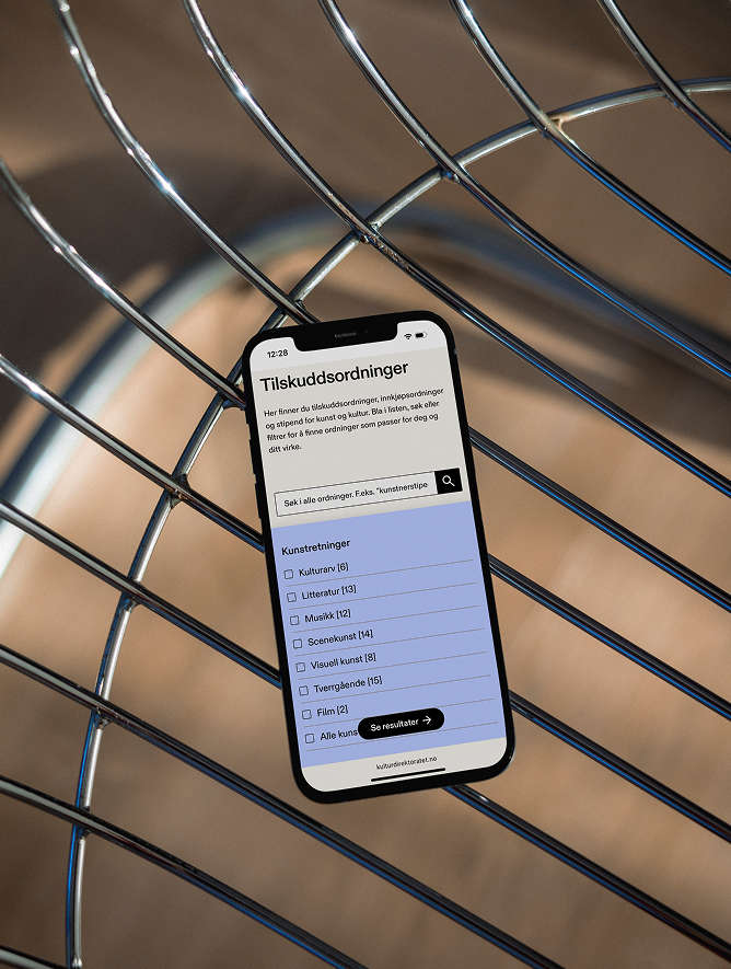 Nettsiden til kulturdirektoratet på mobil