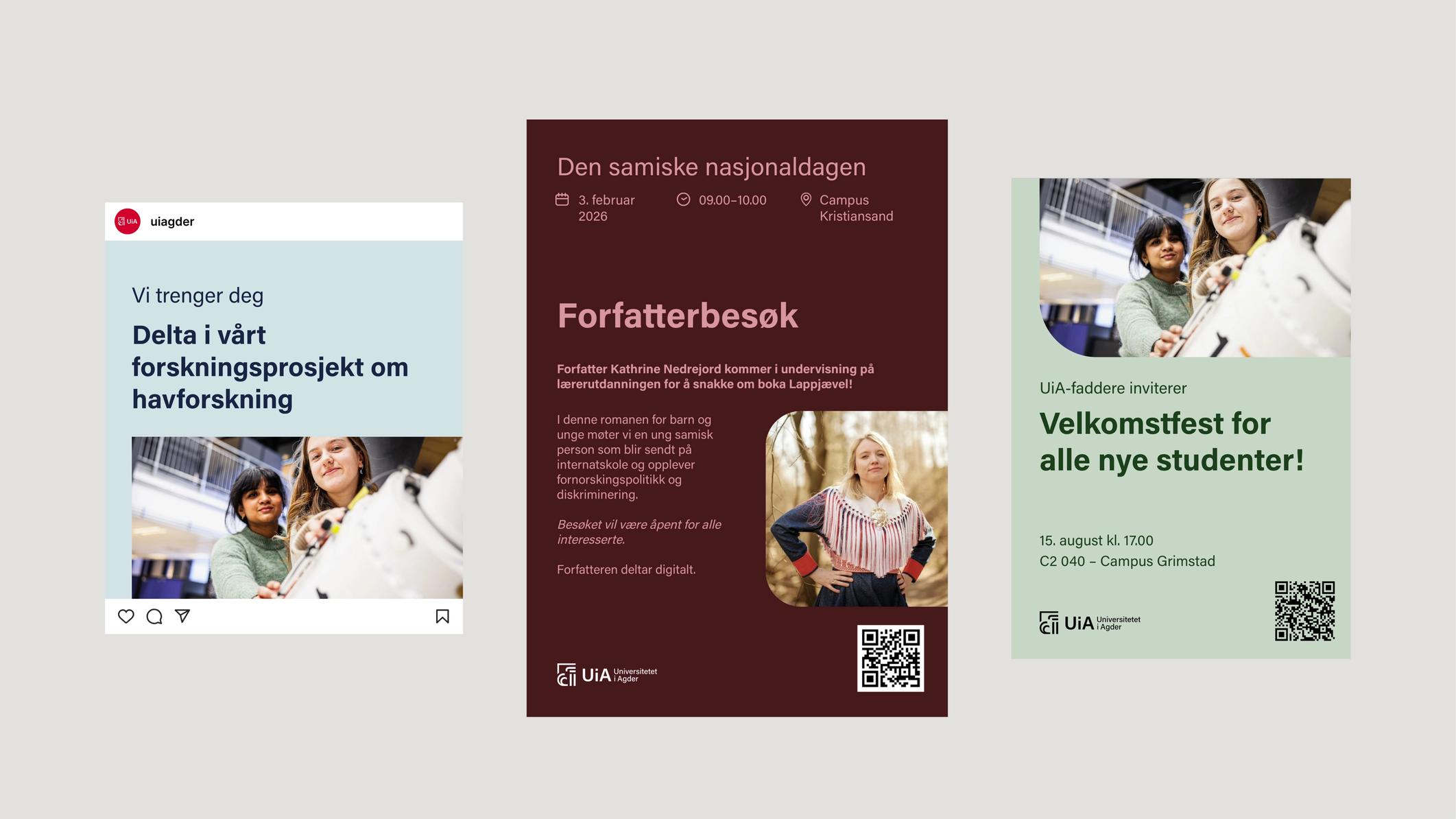 skjermbilder av ulike uttak fra kunder av designmaskinen