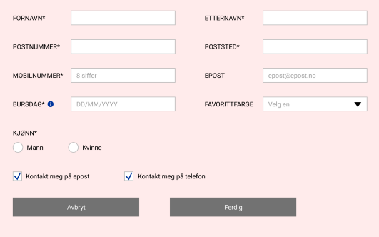 Skjema før forbedringer