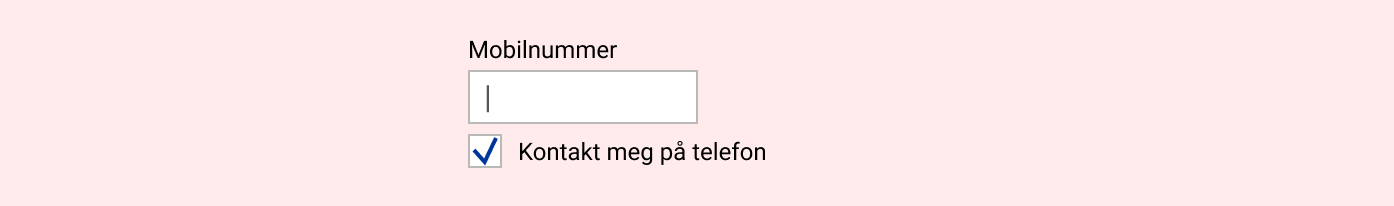 Eksempel på felt for mobilnummer har blinkende tekstmarkør
