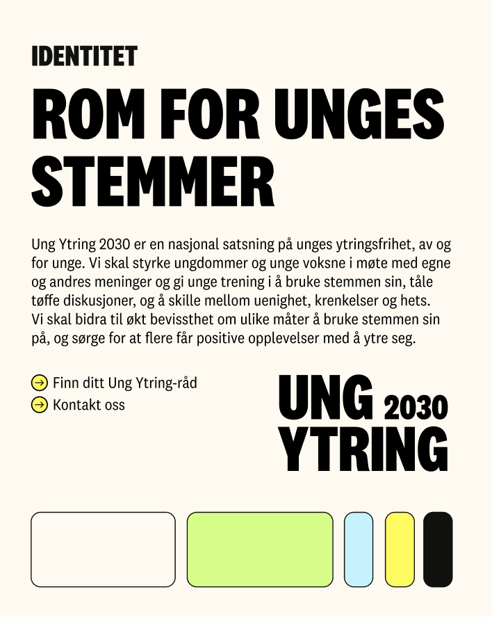 Plakat som viser fargene til Ung Ytring