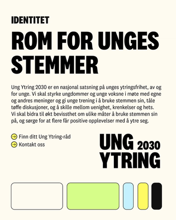 Plakat som viser fargene til Ung Ytring