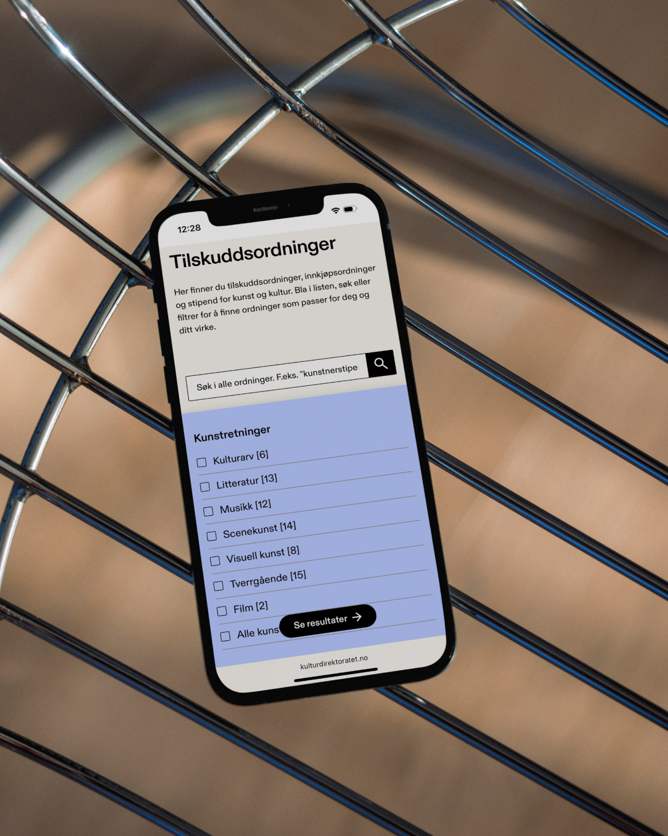 Nettsiden til kulturdirektoratet på mobil