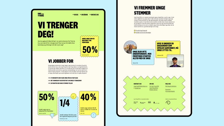 Visning av nettsiden til Ung Ytring