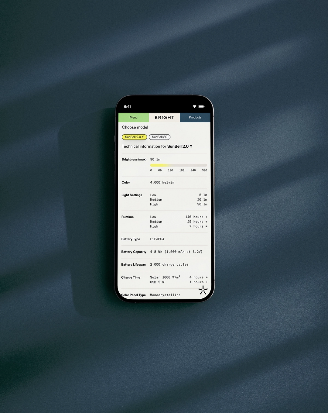 Bilde av en mobil med Bright nettside