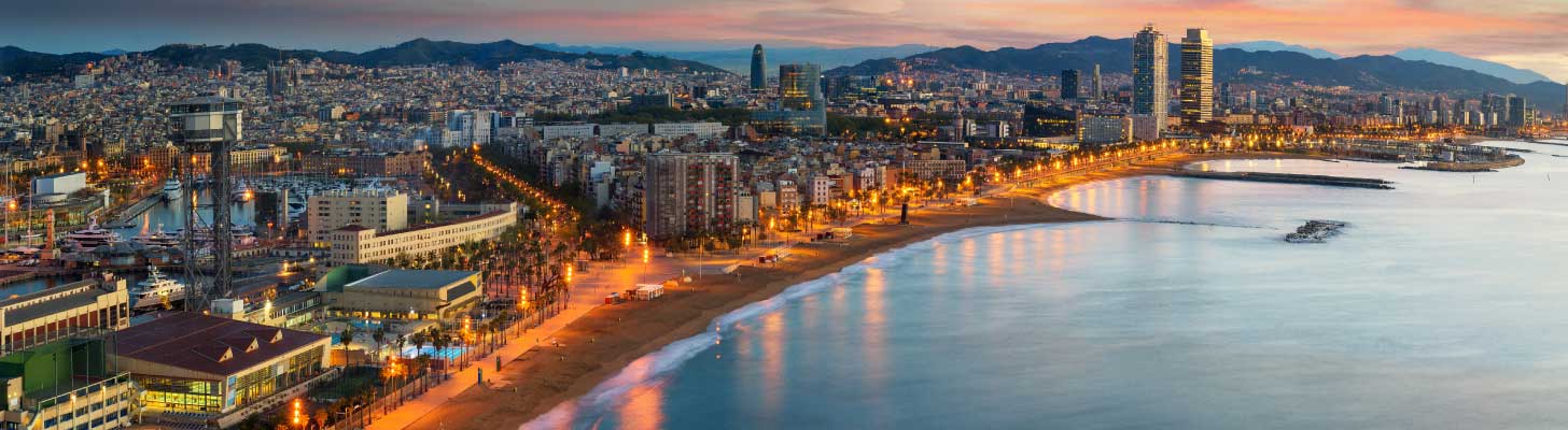 Barcelona beach at sunrise