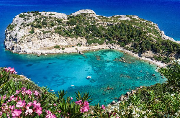 View of Anthony Quinn Bay Rhodes Greece