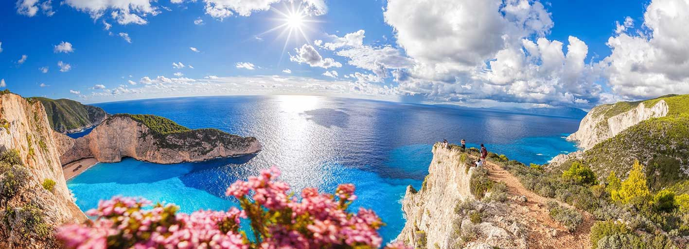 Cliffs and sea in the sunshine in Zante