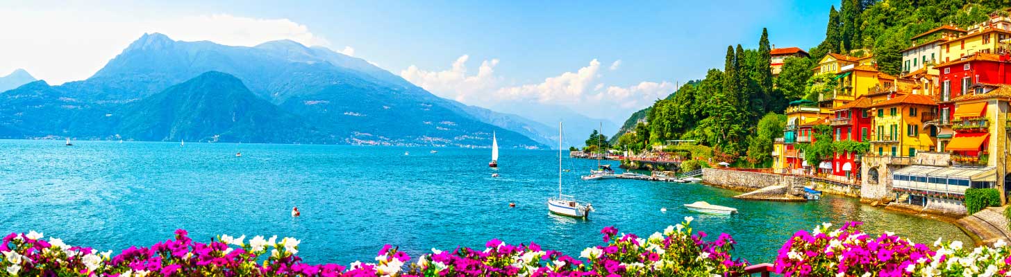 Colourful houses on the shores of Lake Como
