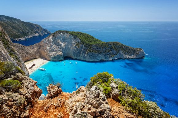 Panoramic view of Shipwreck beach in Zante
