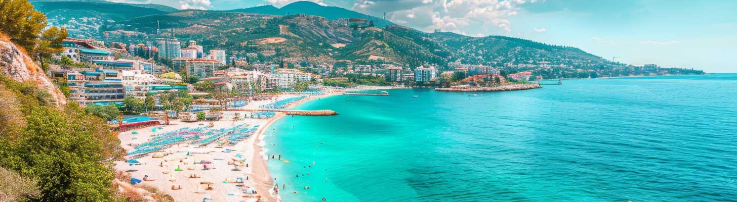 Panoramic view of Sunny Beach in Bulgaria