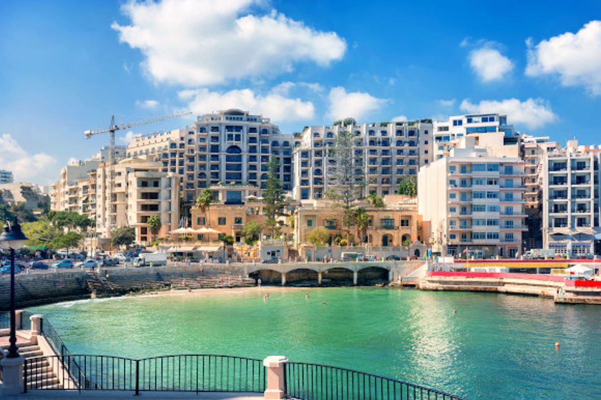 Spinola Bay waterfront views in St Julian's resort Malta