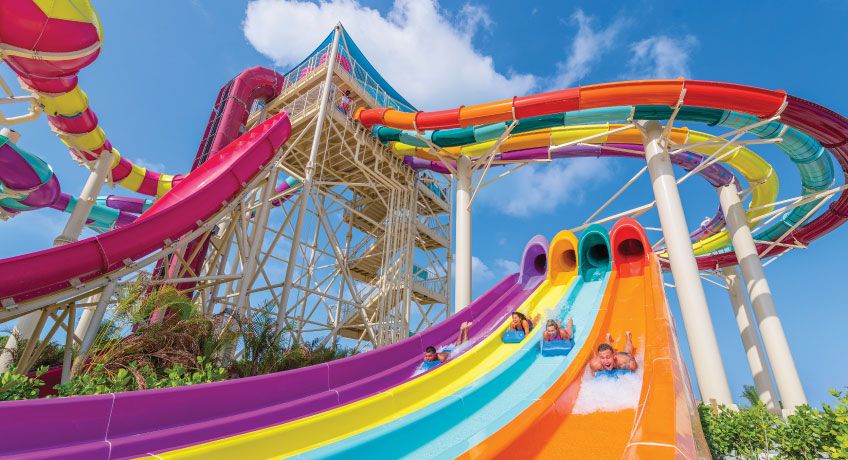 Colourful waterslides on Perfect Day at CocoCay