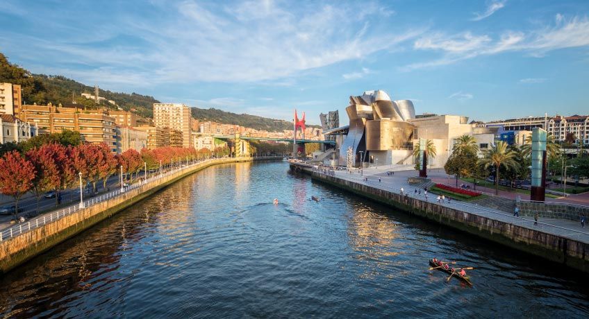 Guggenheim museum overlooking the river in Bilbao