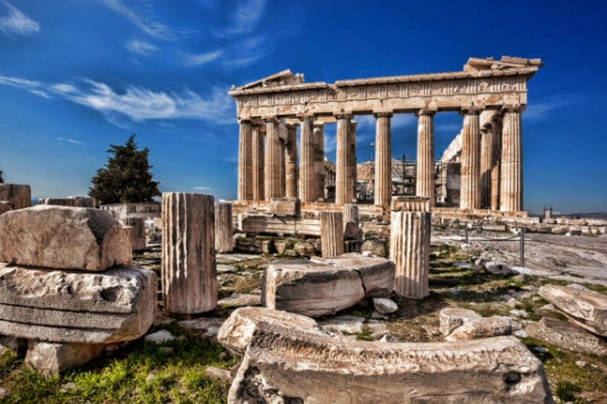 The famous Parthenon Temple in Athens Acropolis Greece.