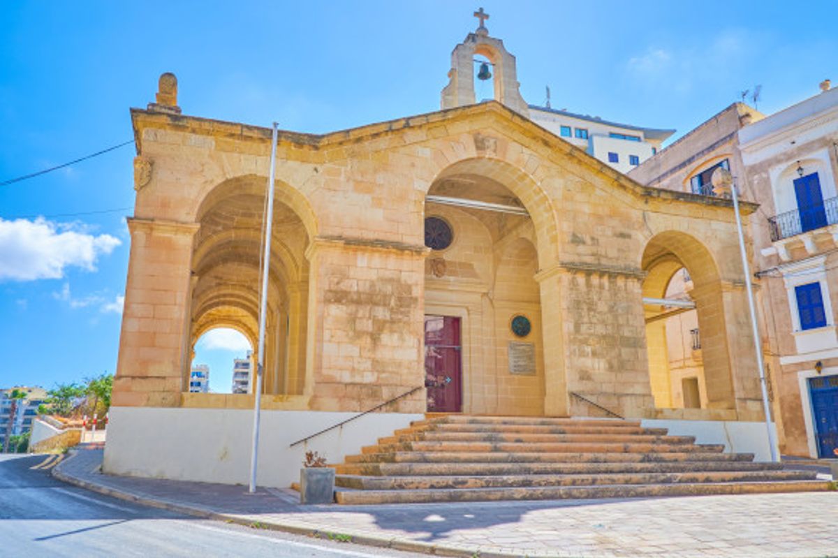 St Paul's Bay Shipwreck Church in Malta on a sunny day