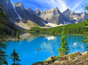 Lakes surrounded by mountains in Canada