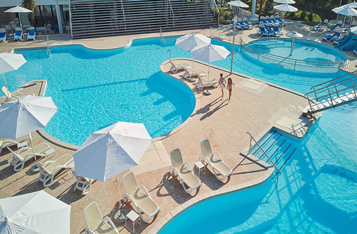 Aerial view of swimming pool at Bluesun Hotel Neptune in Tucepi Croatia
