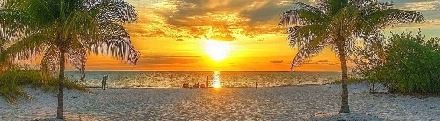 Sunset over Fort Meyers beach in Florida