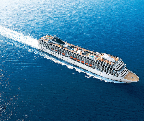 MSC Poesia ship from drone arial shot