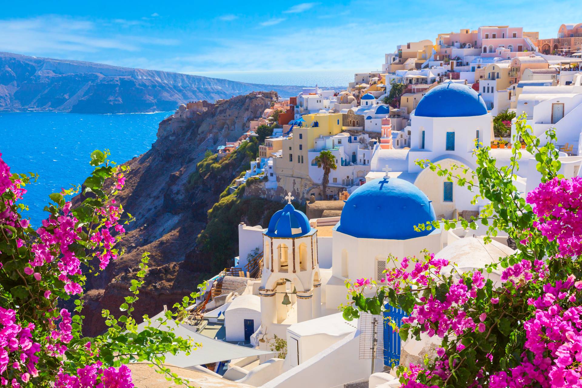 Blue domed churches in Santorini