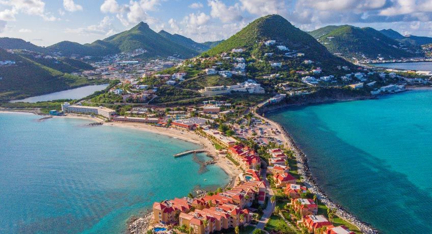Aerial view of Philipsburg in St Maarten