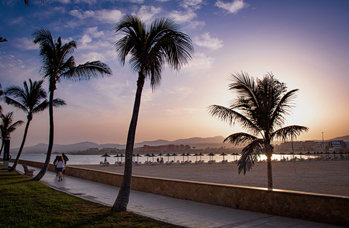 Caleta de Fuste Fuerteventura promenade at sunset