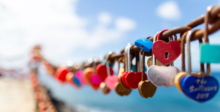 Heart shaped padlocks
