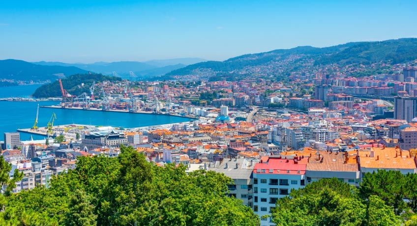Panoramic view of the city of Vigo in Spain