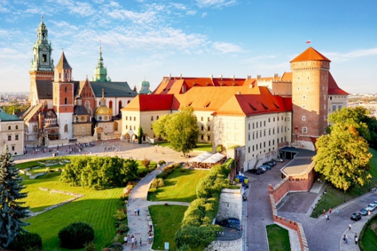Scenic views of Wawel Castle in Krakow Poland