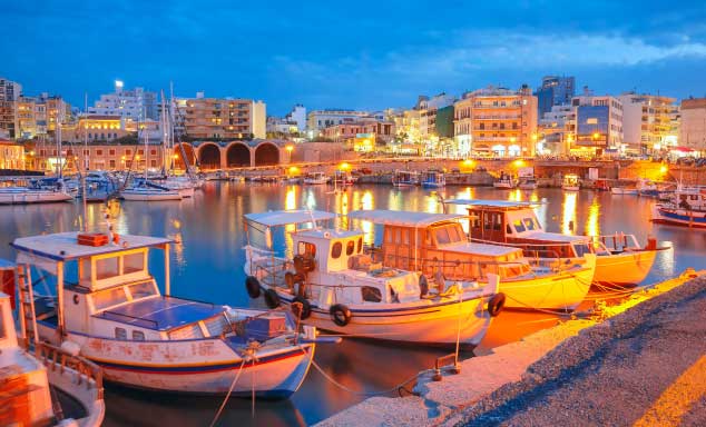 The harbour in Heraklion at sunset
