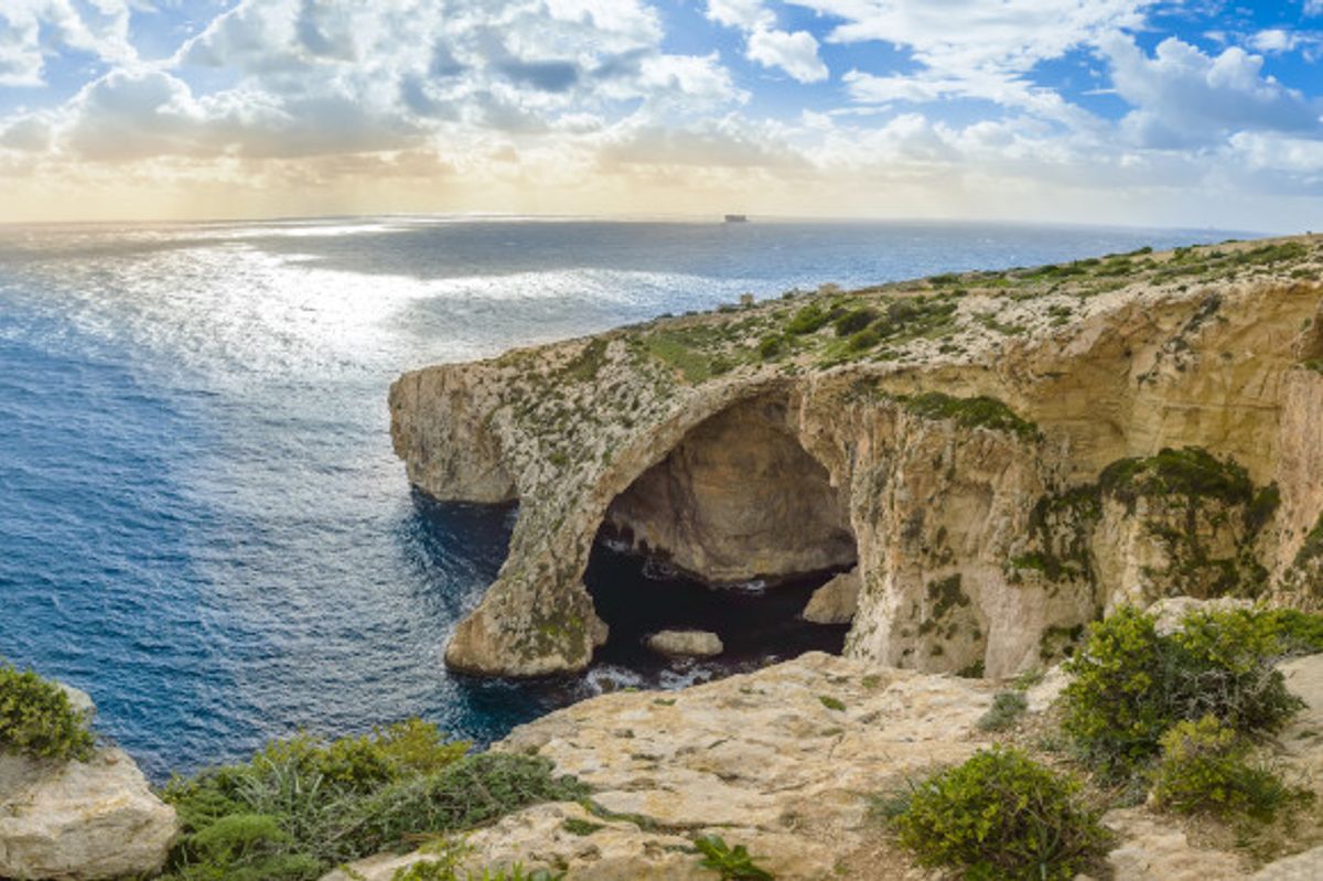 The underwater caves of the Blue Grotto in Malta 