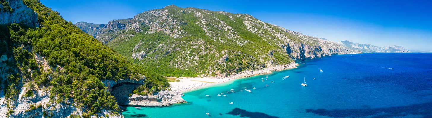 Aerial view of Cala Sisine beach in Sardinia