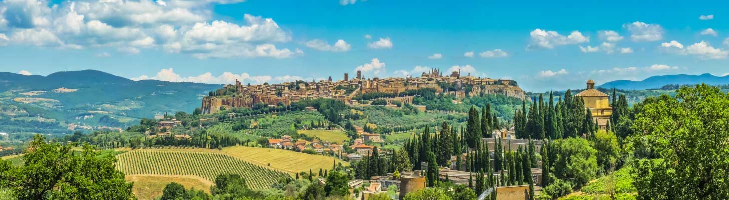 View of the a hill top town in Umbria