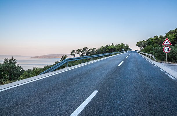 Coast road overlooking the sea