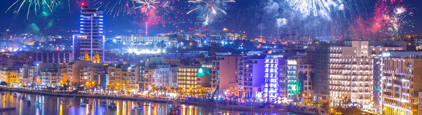 Fireworks over Sliema in Malta