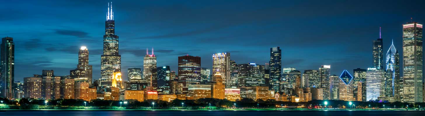 Chicago skyline at night