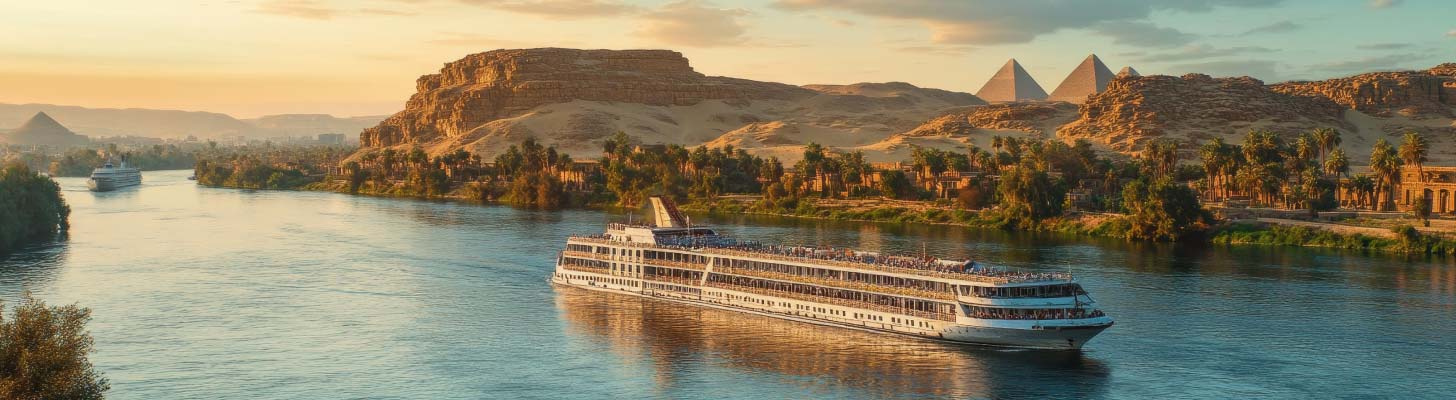 Cruise ship travelling down the Nile in Egypt
