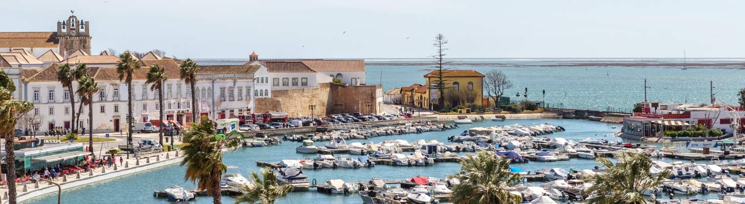 Boats in the marina at Faro , Portugal
