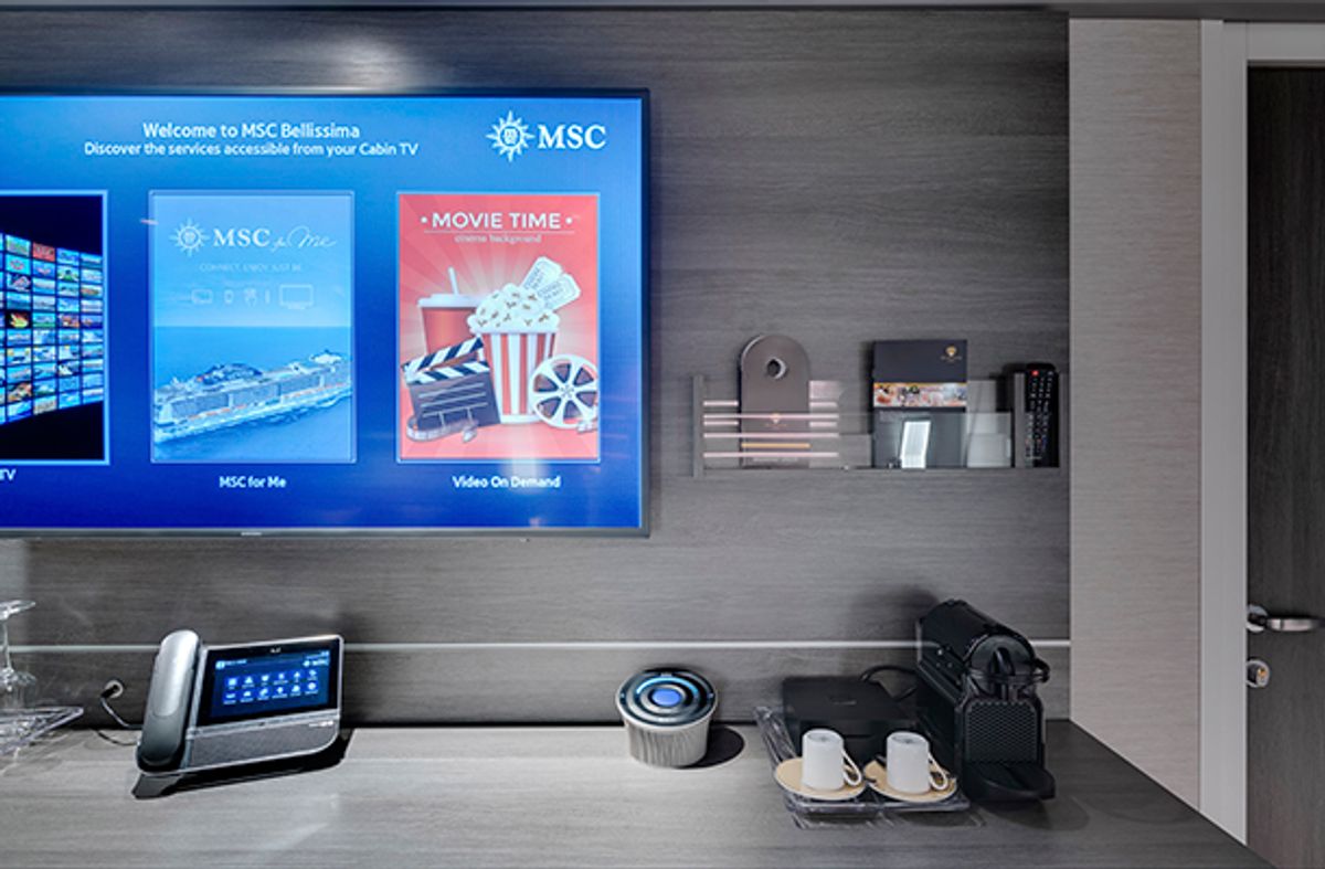 Digital Personal Assistant monitor on board MSC Bellissima, courtesy of MSC Cruises