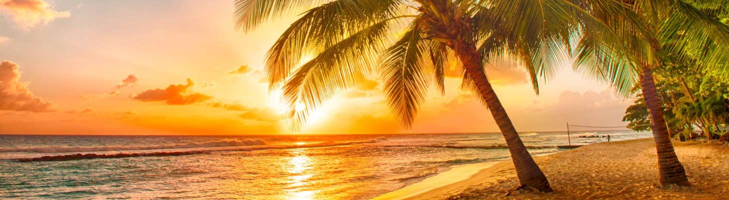 Sunset over a tropical beach