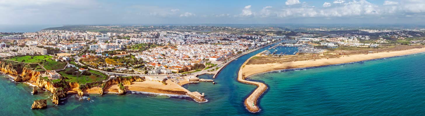 Panoramic view of Lagos in the Algarve, Portugal