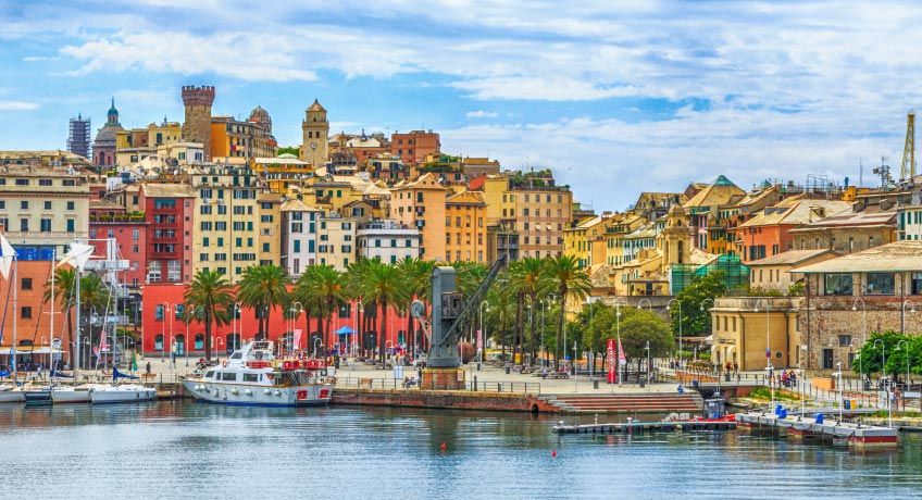 Boats in the harbour at Genoa in Italy